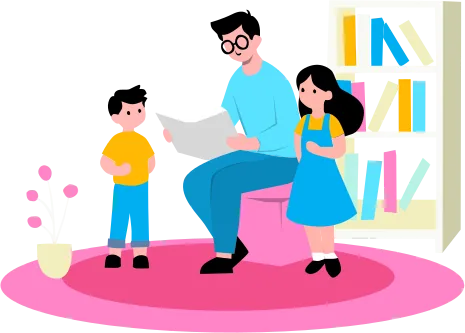 Ilustrasi anak belajar bersama Lilo
