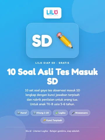 10 Soal Asli Tes Masuk SD + Kunci Jawaban (Gratis)