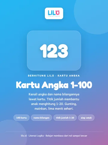 Flashcard Angka 1-100 Siap Cetak