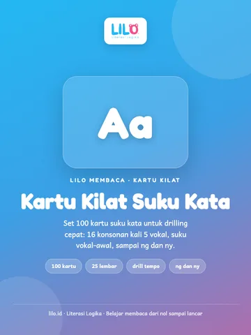 Kartu Kilat Suku Kata untuk Drilling Cepat (100+ Kartu)