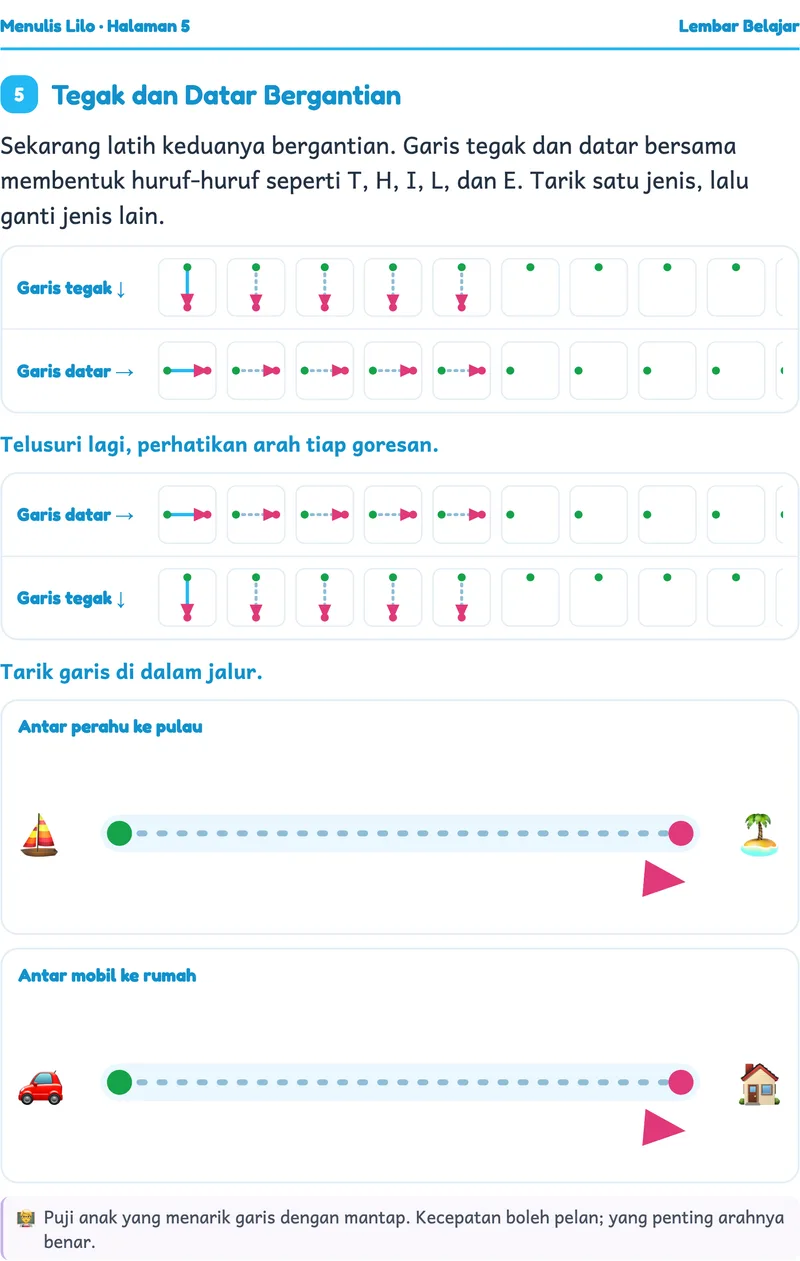 Cuplikan worksheet asli Garis Tegak dan Datar