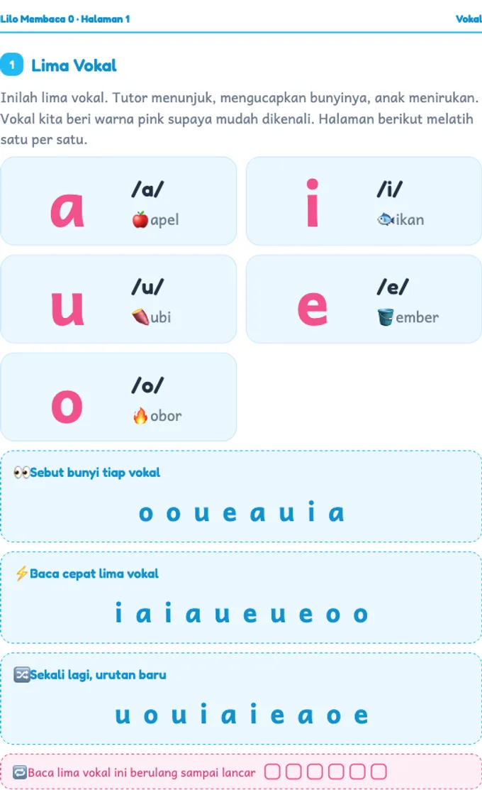Cuplikan worksheet asli Kartu Bunyi Huruf